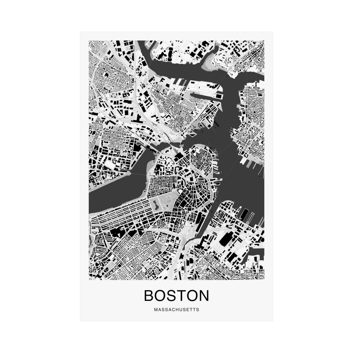 Boston Map Print (Charcoal Series)