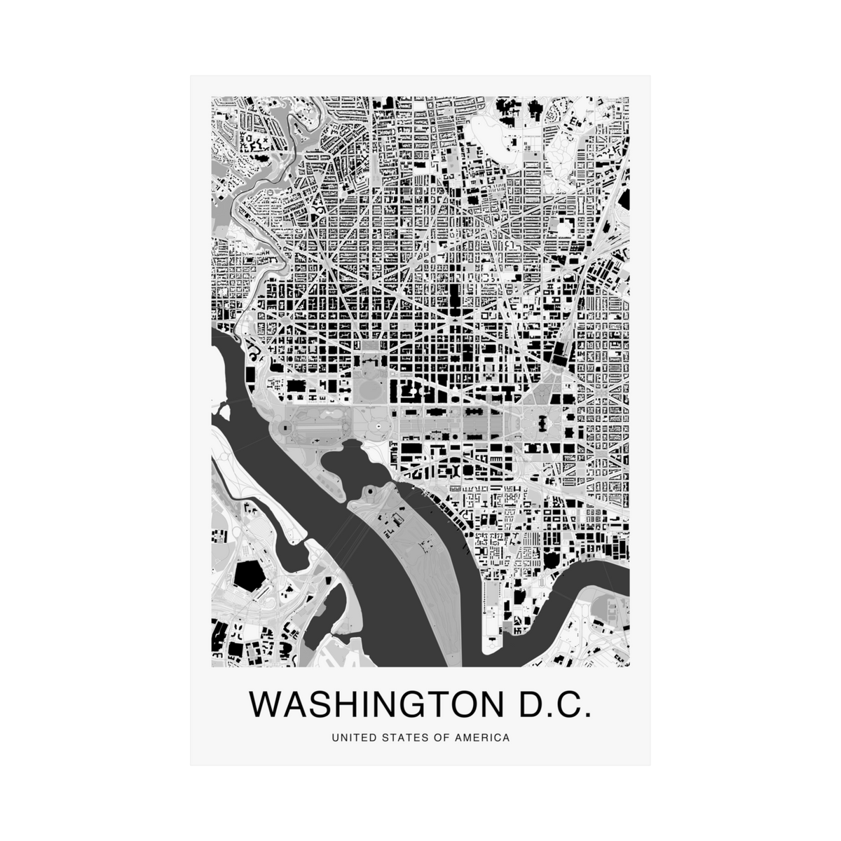 Washington DC Map Print (Charcoal Series)