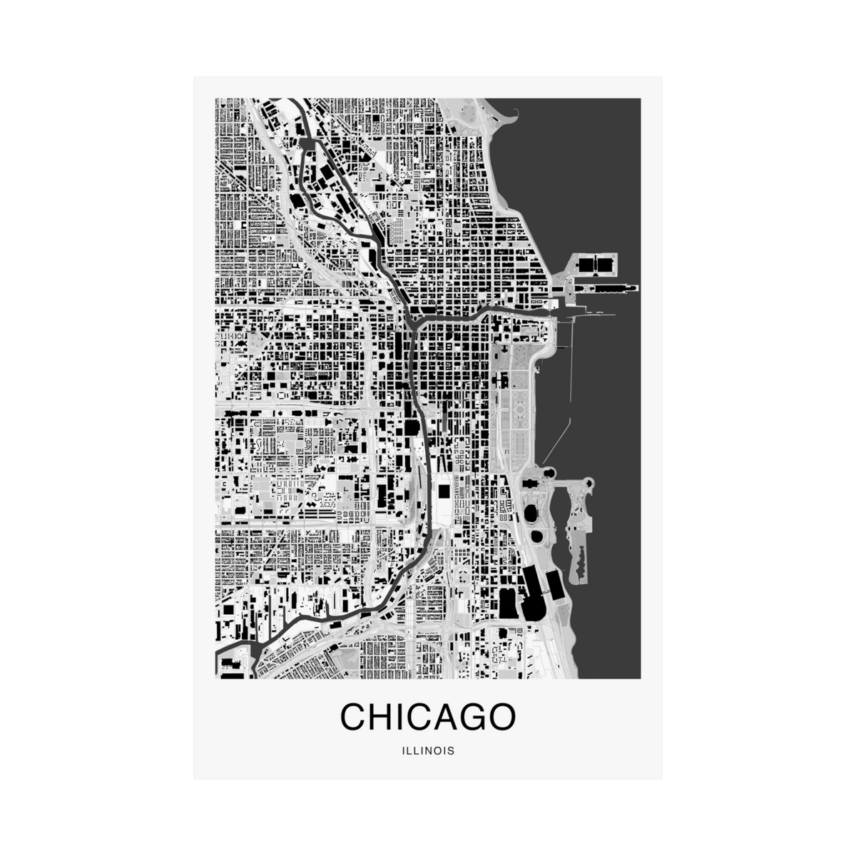 Chicago Map Print (Charcoal Series)