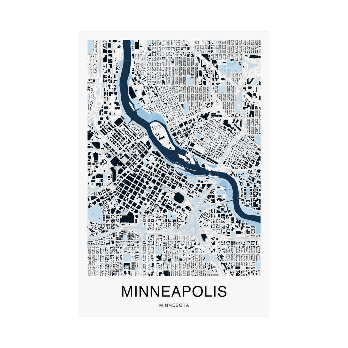 Minneapolis Map Print (Blue Series)