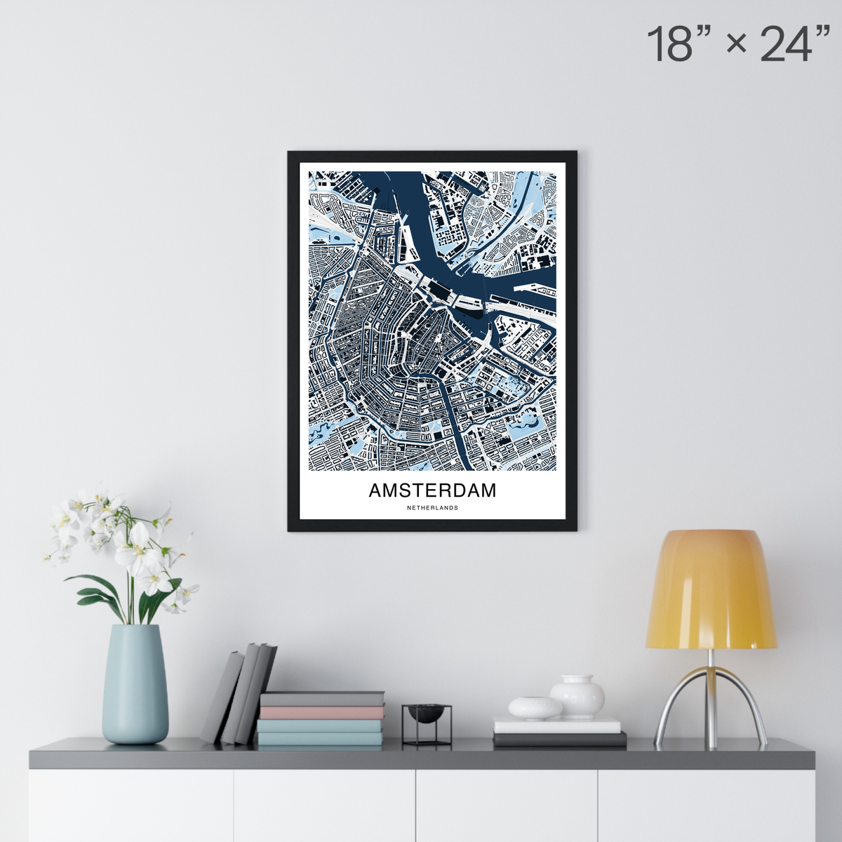 Amsterdam Map Print (Blue Series)