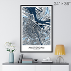Amsterdam Map Print (Blue Series)