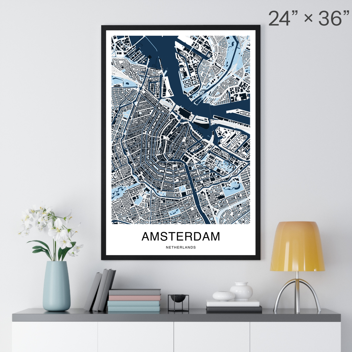 Amsterdam Map Print (Blue Series)