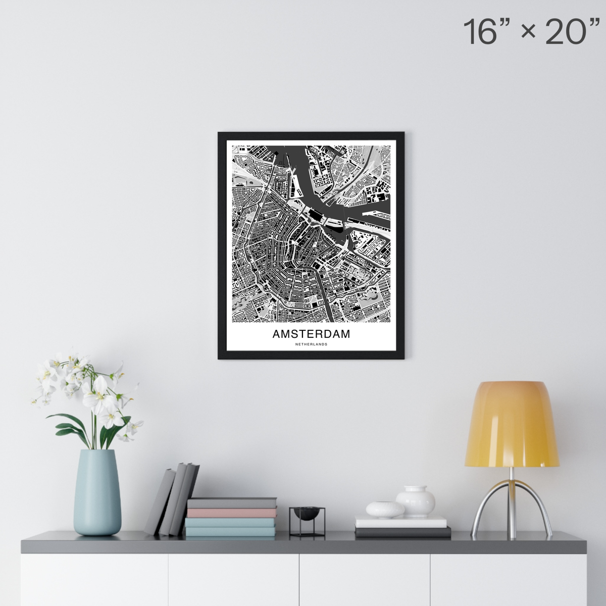 Amsterdam Map Print (Charcoal Series)