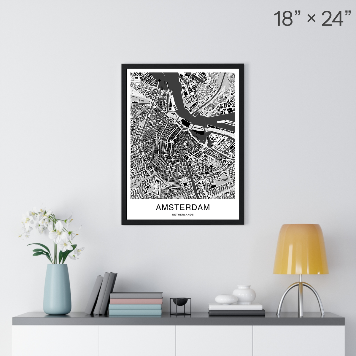 Amsterdam Map Print (Charcoal Series)