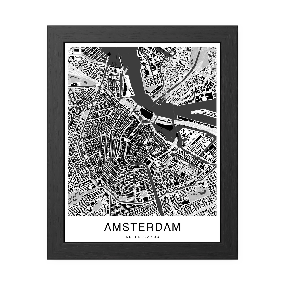 Amsterdam Map Print (Charcoal Series)