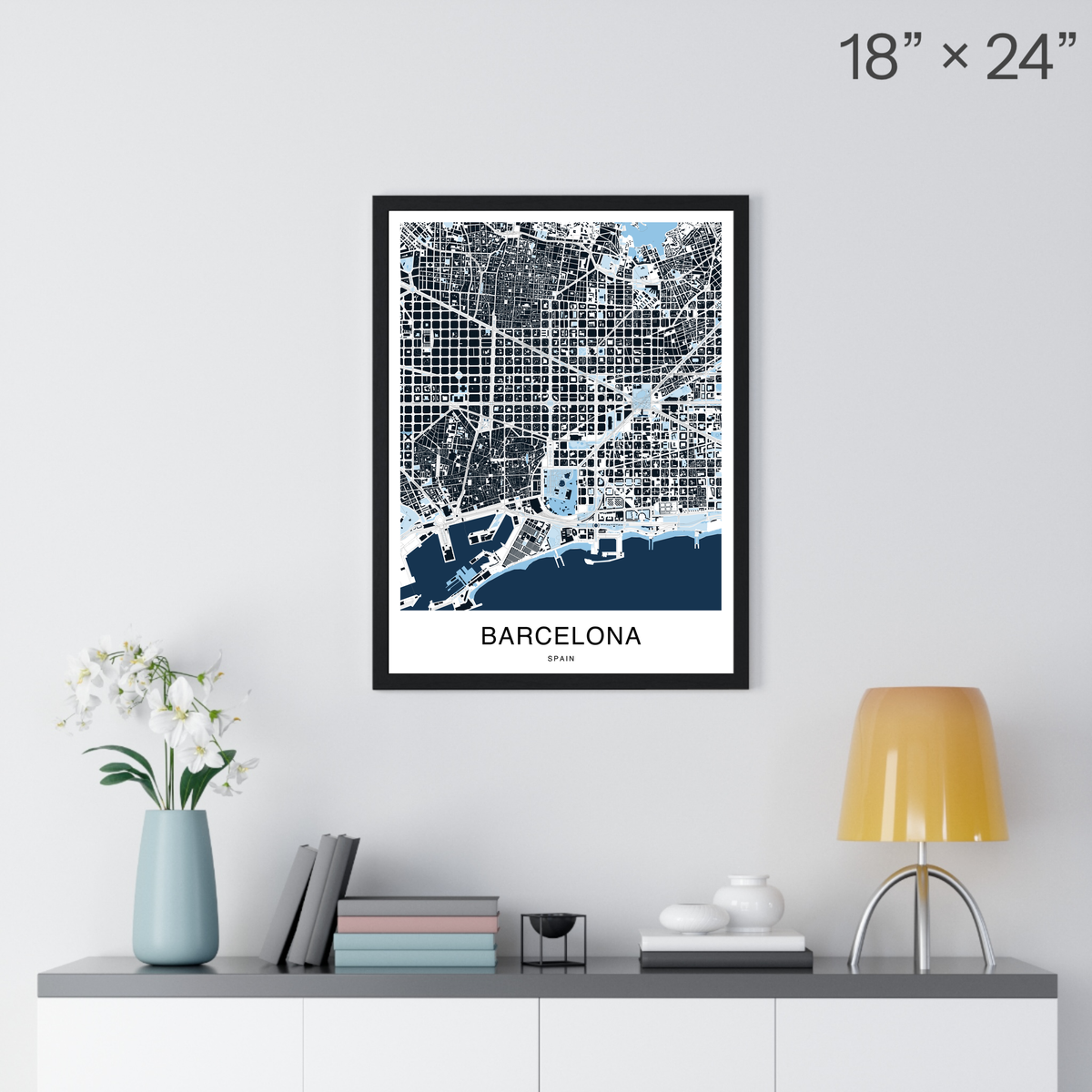 Barcelona Map Print (Blue Series)