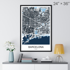 Barcelona Map Print (Blue Series)