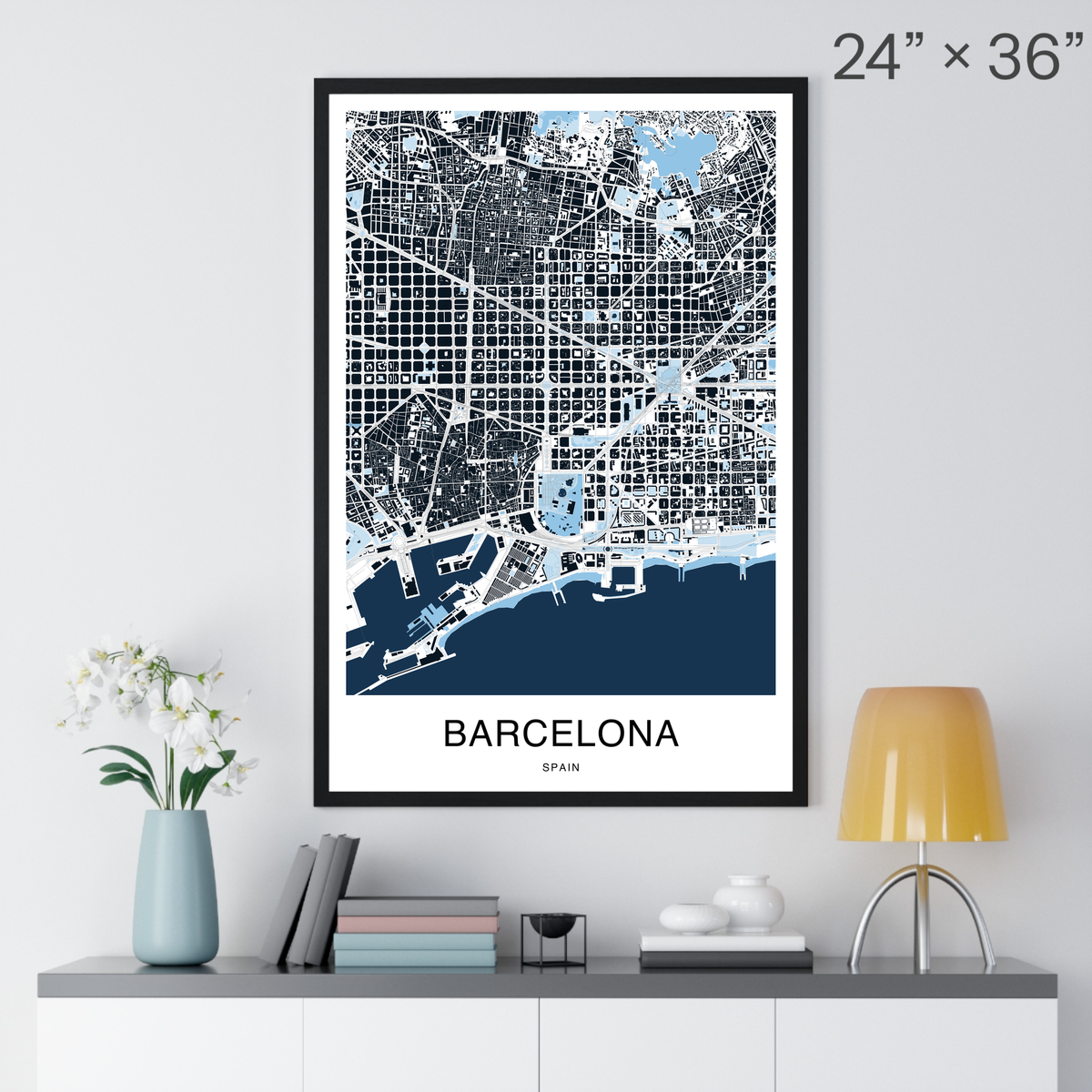 Barcelona Map Print (Blue Series)