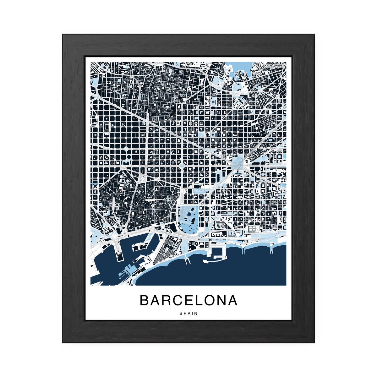 Barcelona Map Print (Blue Series)