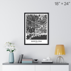 Barcelona Map Print (Charcoal Series)