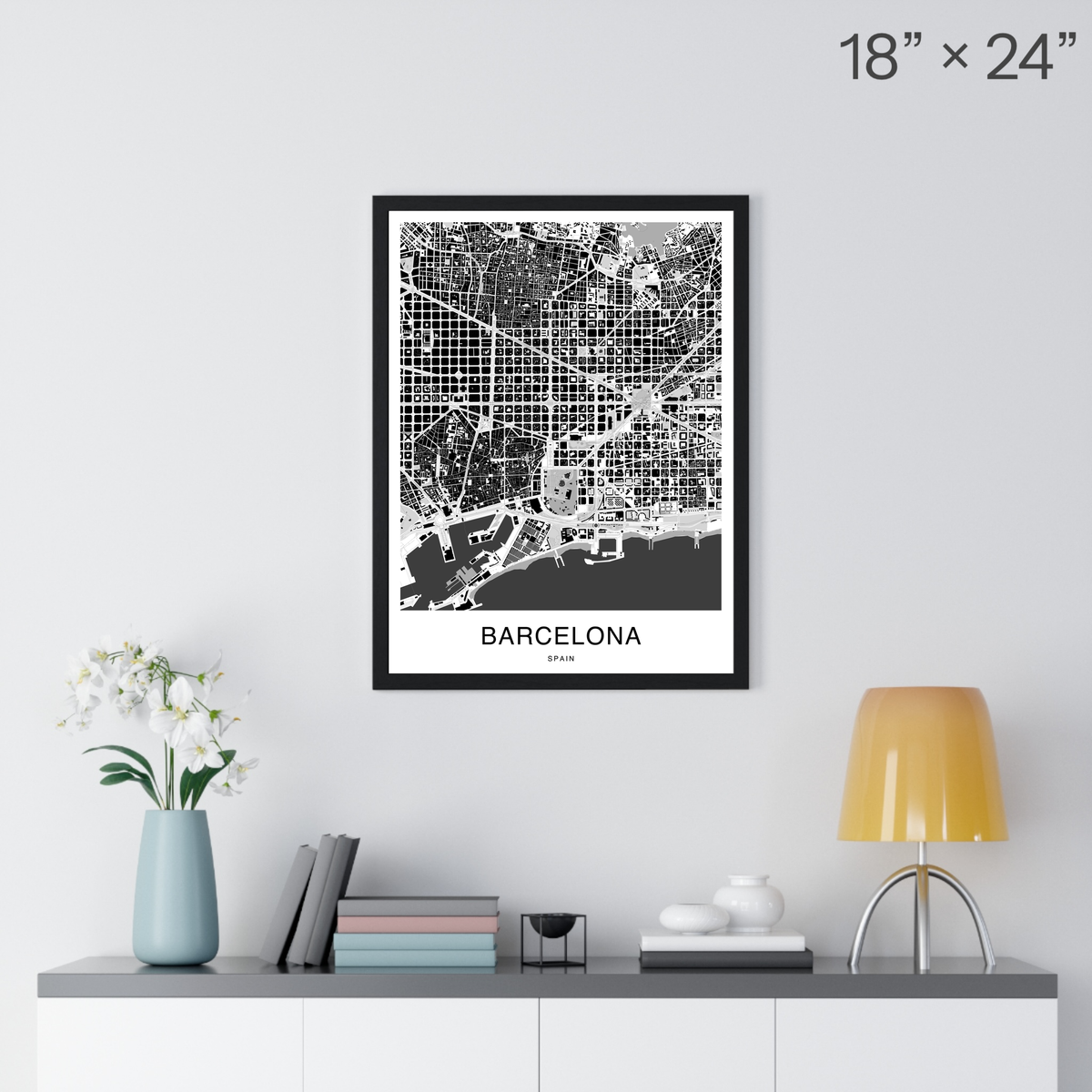 Barcelona Map Print (Charcoal Series)