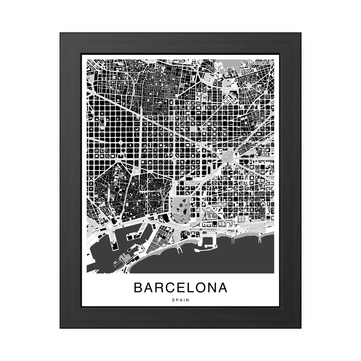 Barcelona Map Print (Charcoal Series)