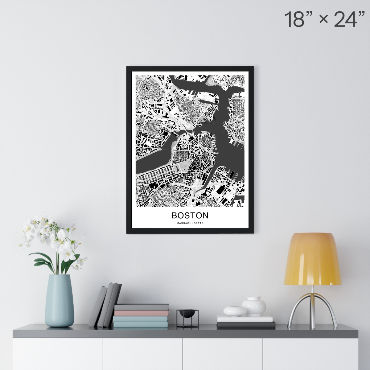 Boston Map Print (Charcoal Series)