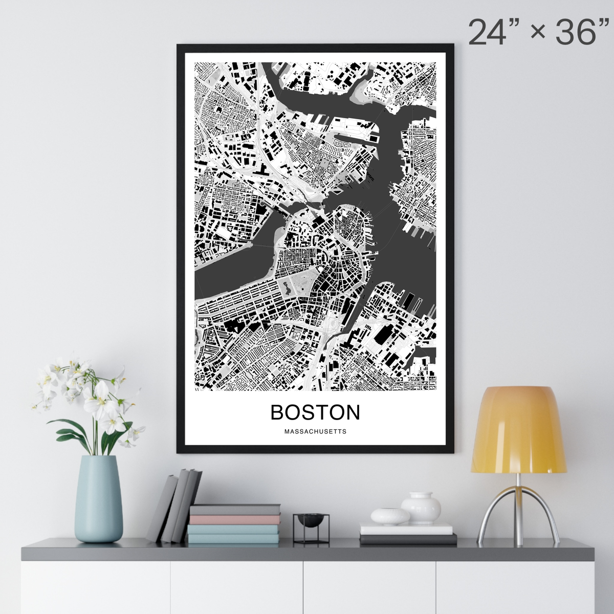Boston Map Print (Charcoal Series)