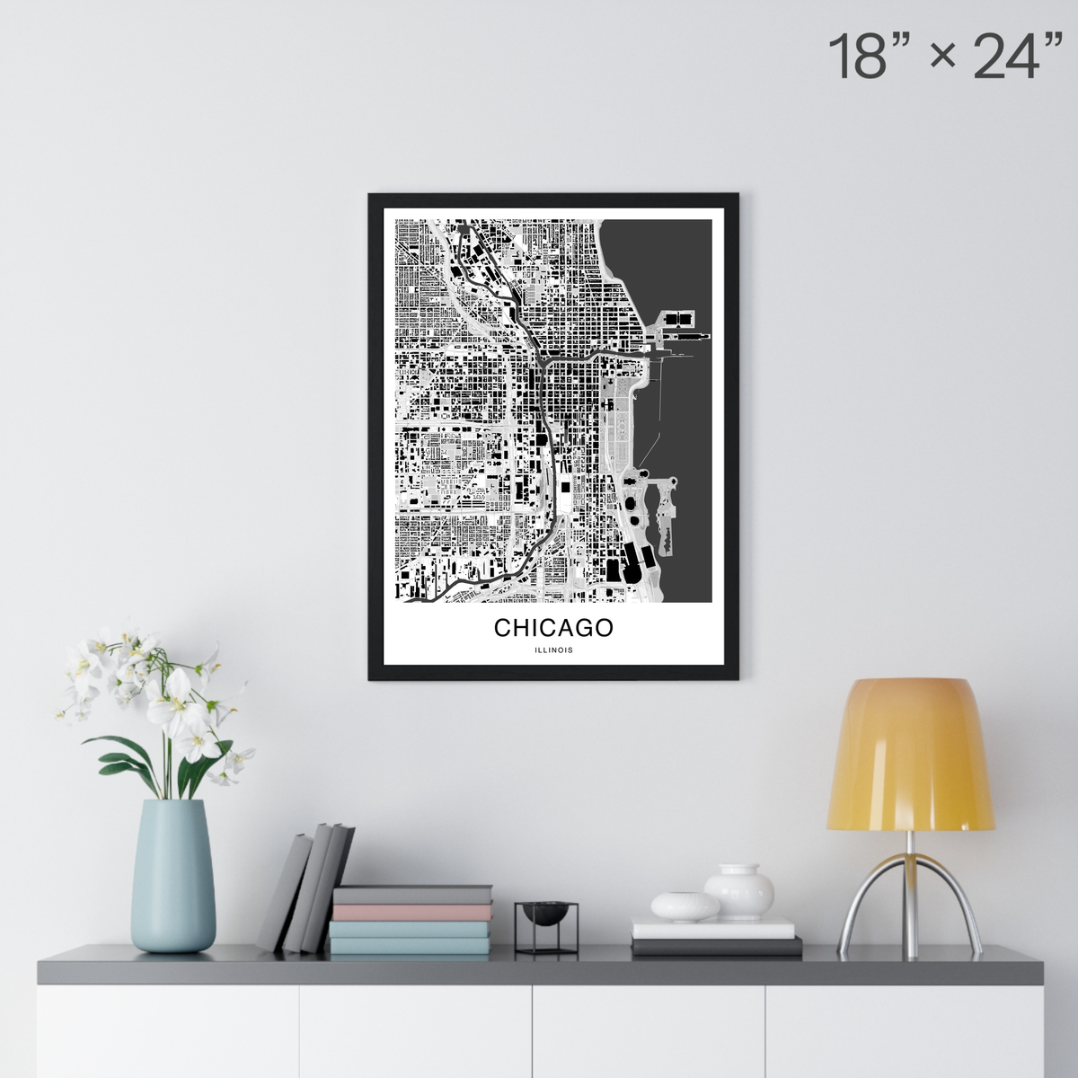 Chicago Map Print (Charcoal Series)