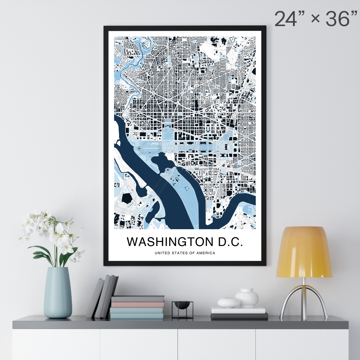 Washington DC Map Print (Blue Series)