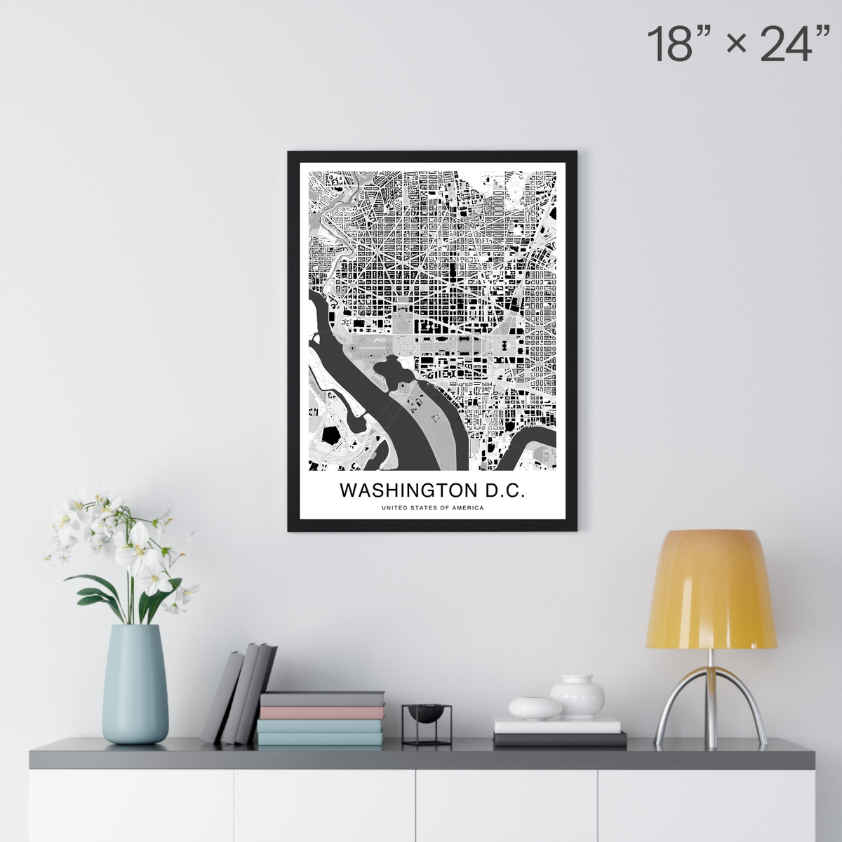 Washington DC Map Print (Charcoal Series)