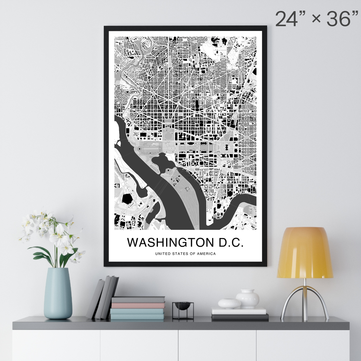 Washington DC Map Print (Charcoal Series)