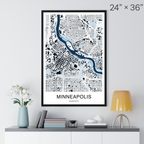 Minneapolis Map Print (Blue Series)