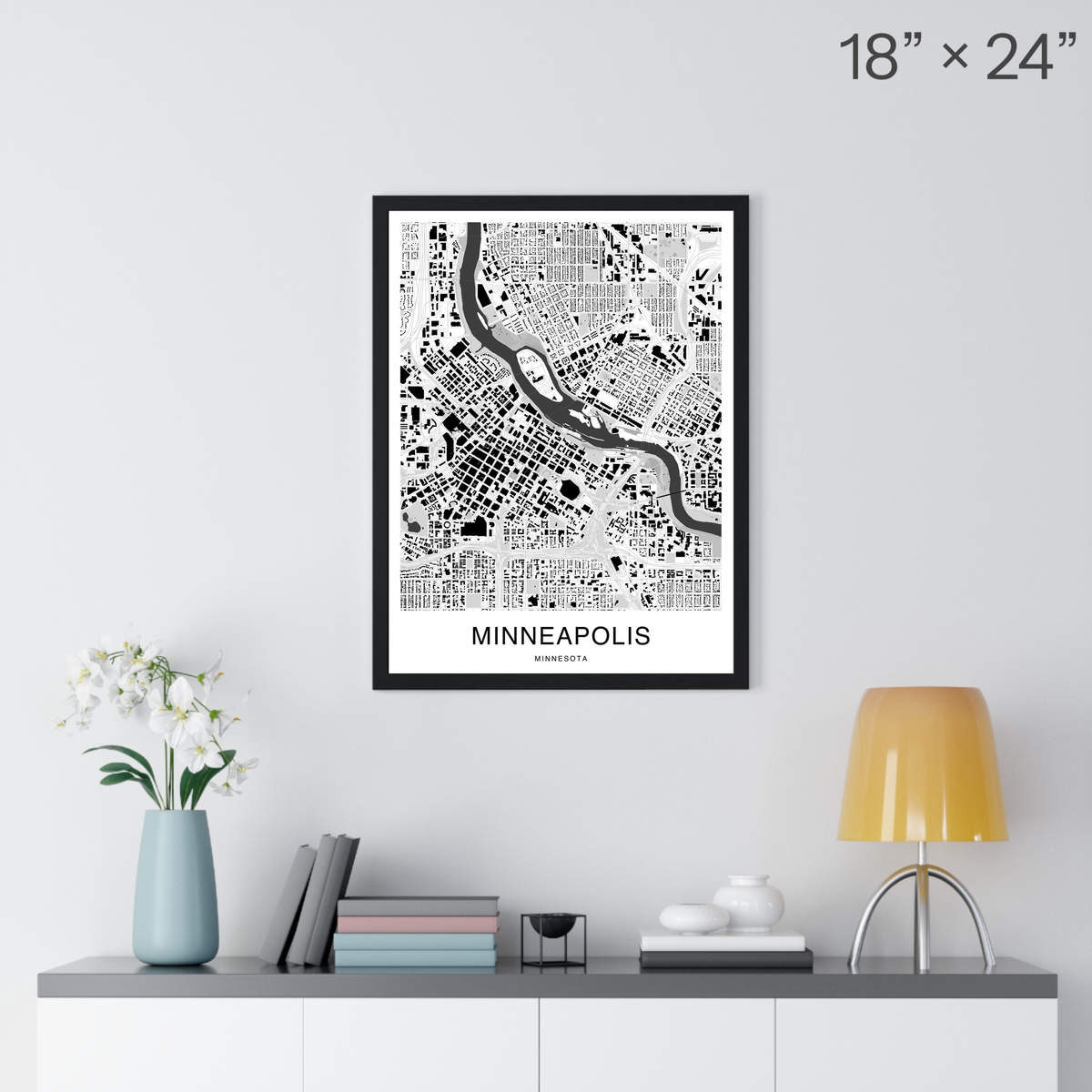 Minneapolis Map Print (Charcoal Series)