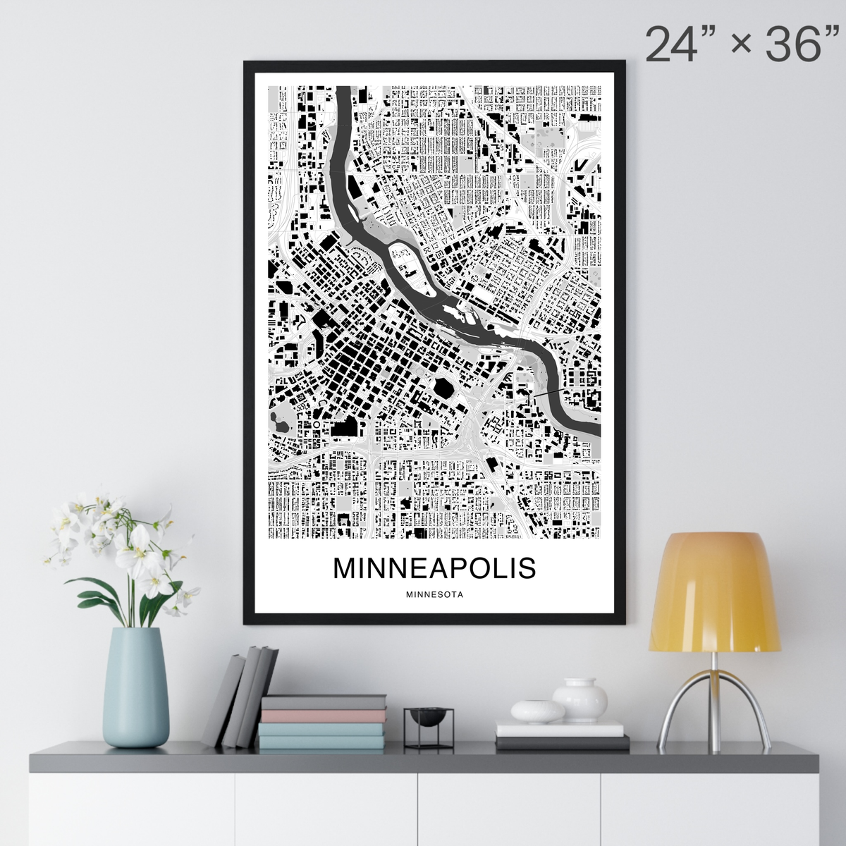 Minneapolis Map Print (Charcoal Series)