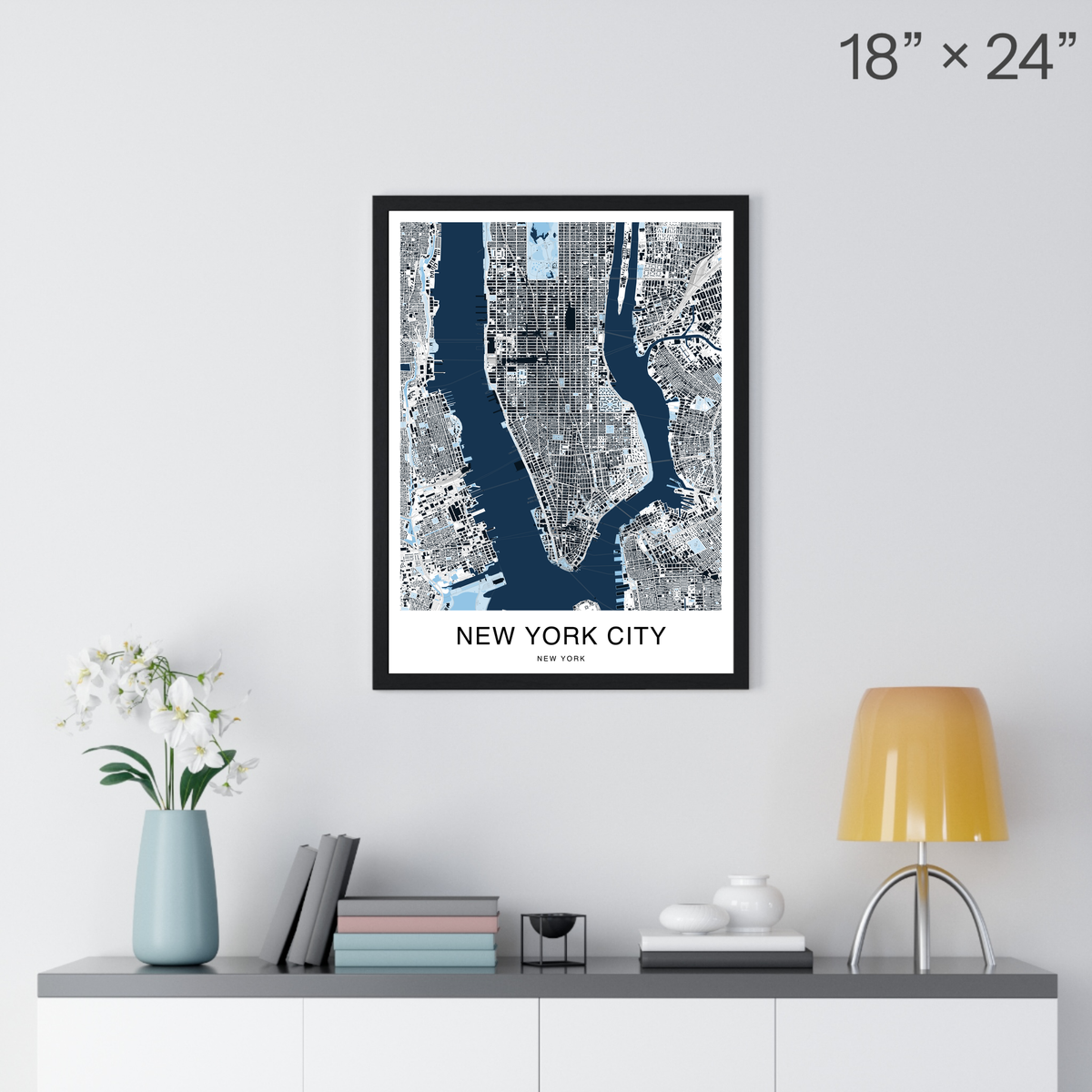 New York City Map Print (Blue Series)