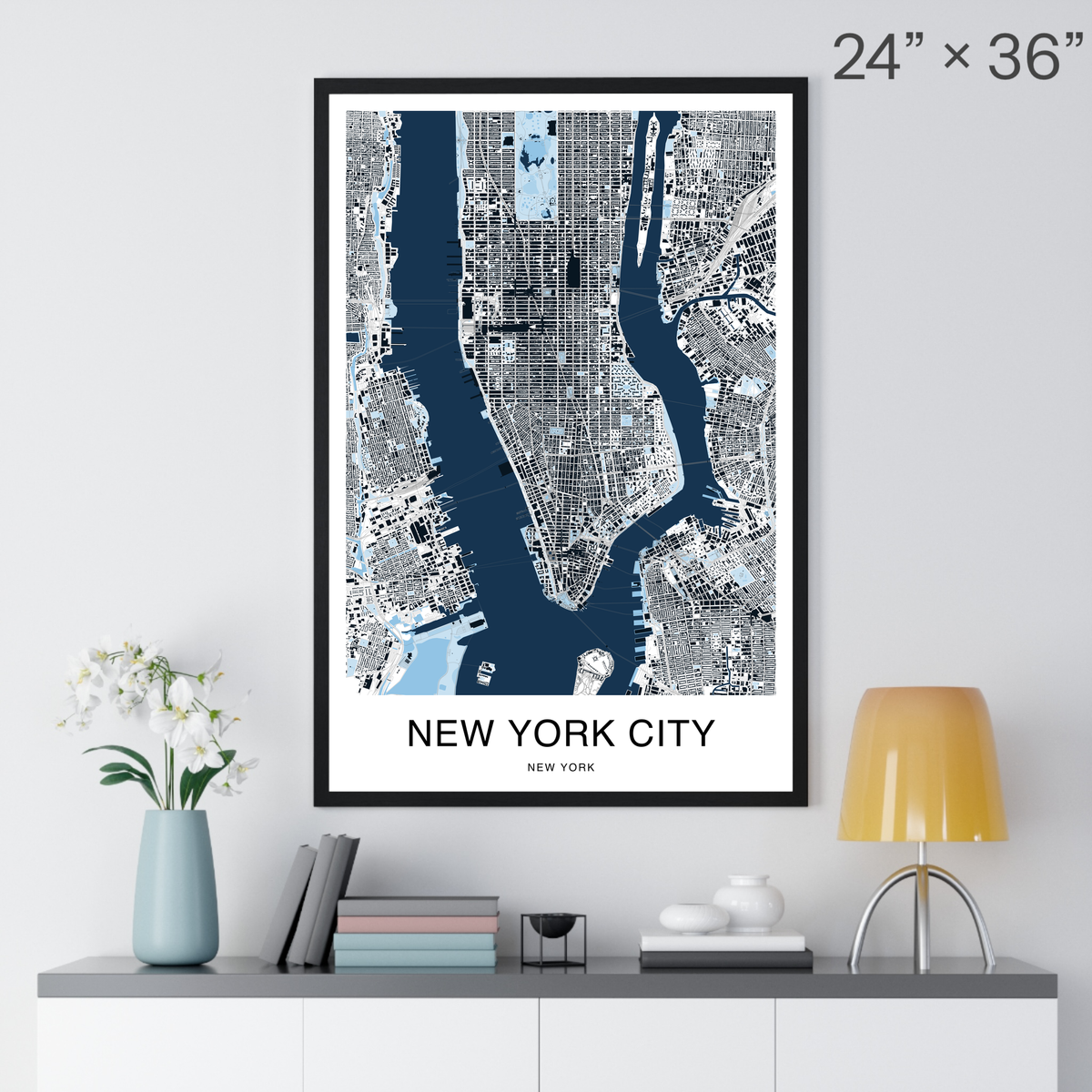 New York City Map Print (Blue Series)