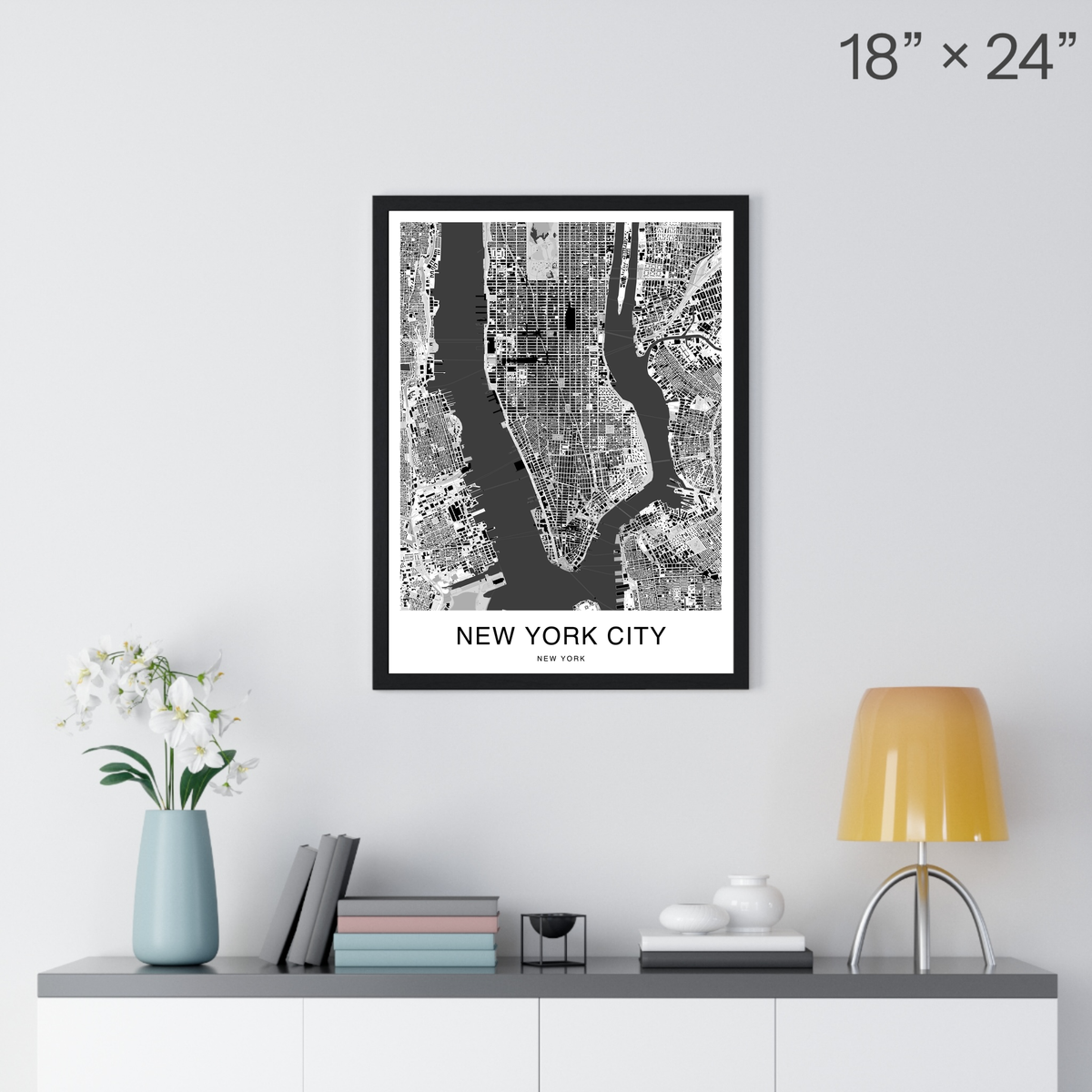 New York City Map Print (Charcoal Series)