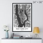 New York City Map Print (Charcoal Series)