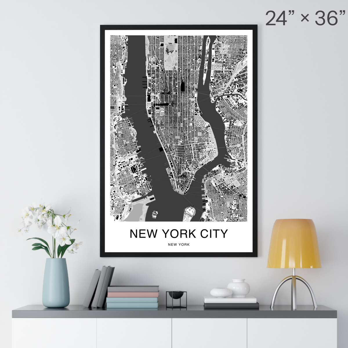 New York City Map Print (Charcoal Series)