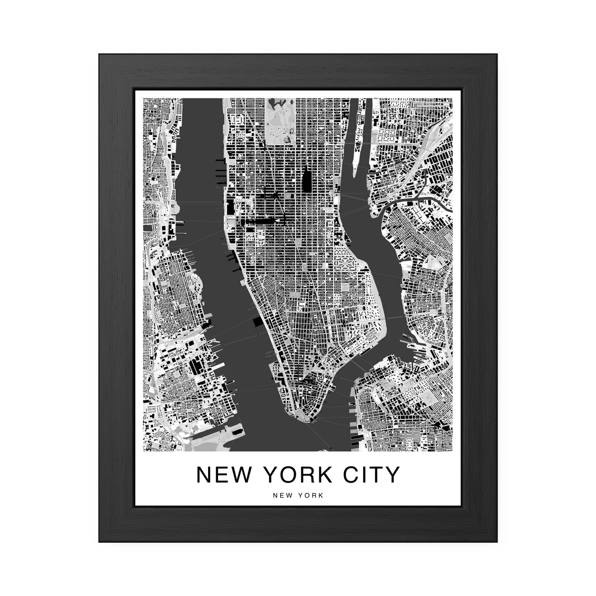 New York City Map Print (Charcoal Series)