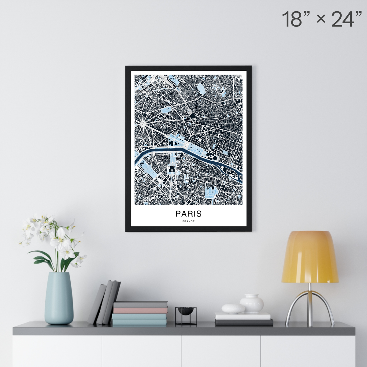 Paris Map Print (Blue Series)