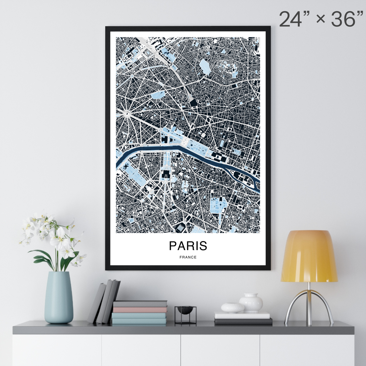 Paris Map Print (Blue Series)