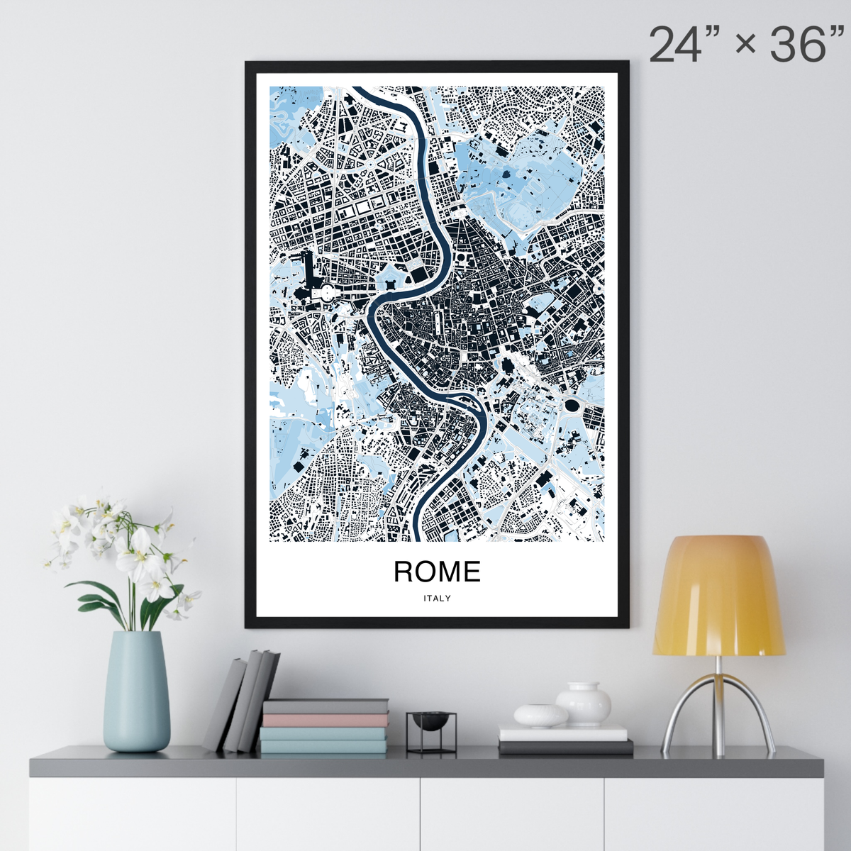 Rome Map Print (Blue Series)