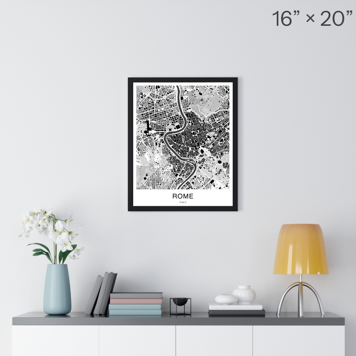 Rome Map Print (Charcoal Series)