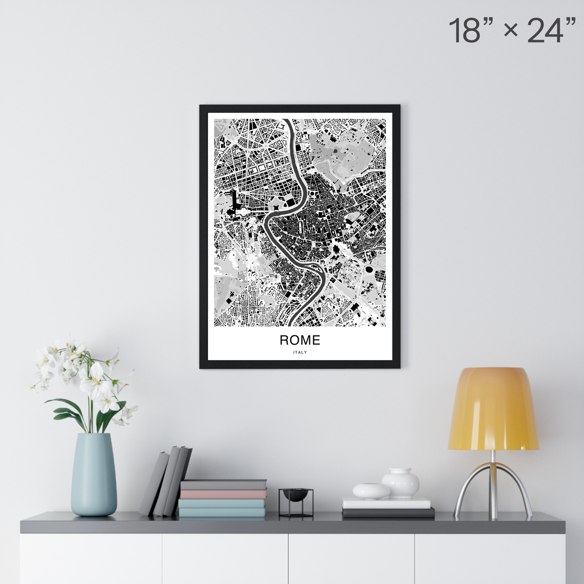 Rome Map Print (Charcoal Series)