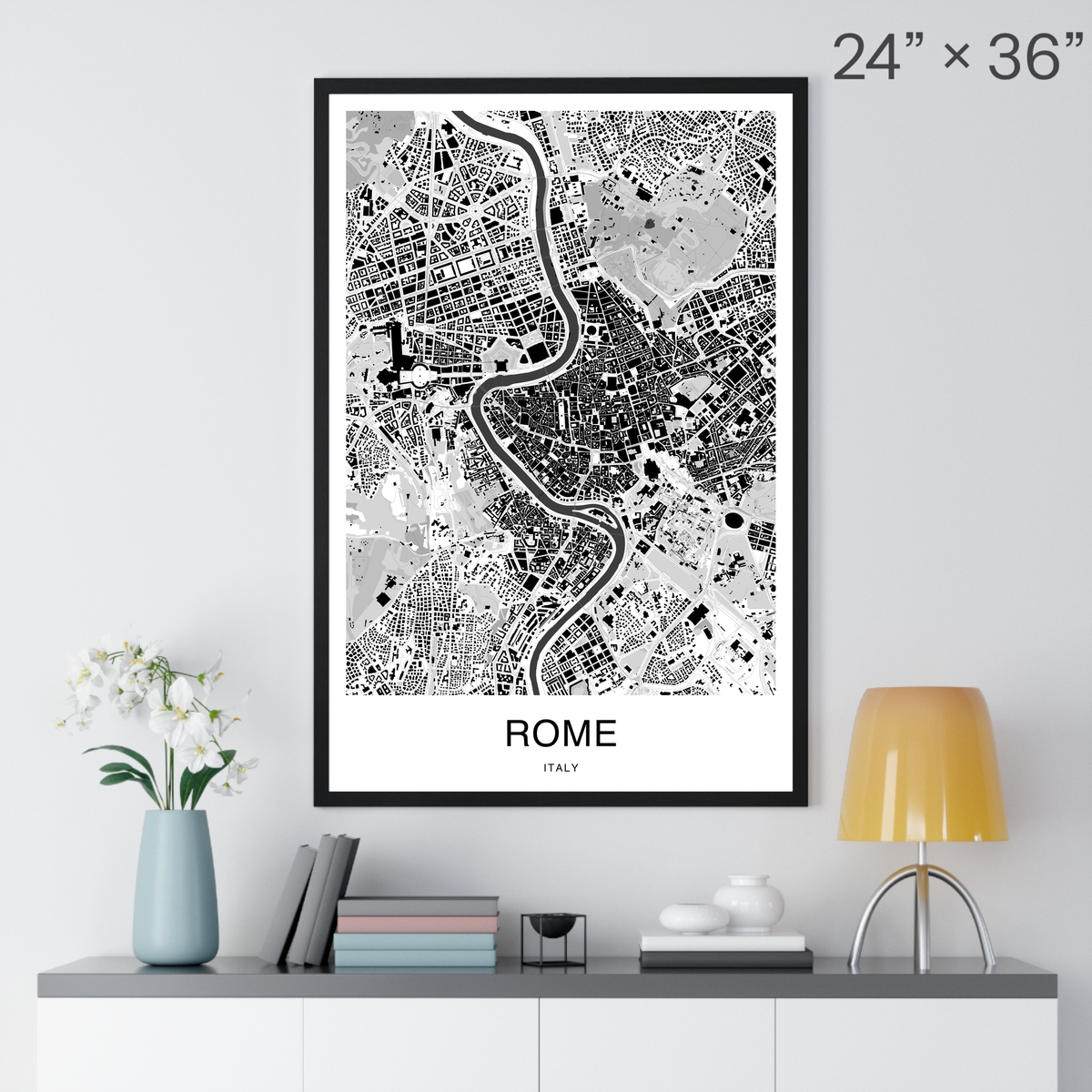 Rome Map Print (Charcoal Series)