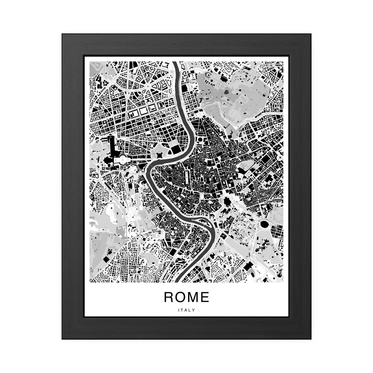 Rome Map Print (Charcoal Series)
